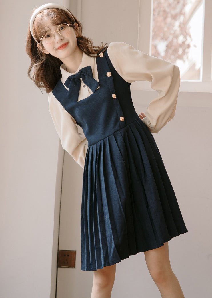 Varsity Pleated Twofer Dress (2 Colors)