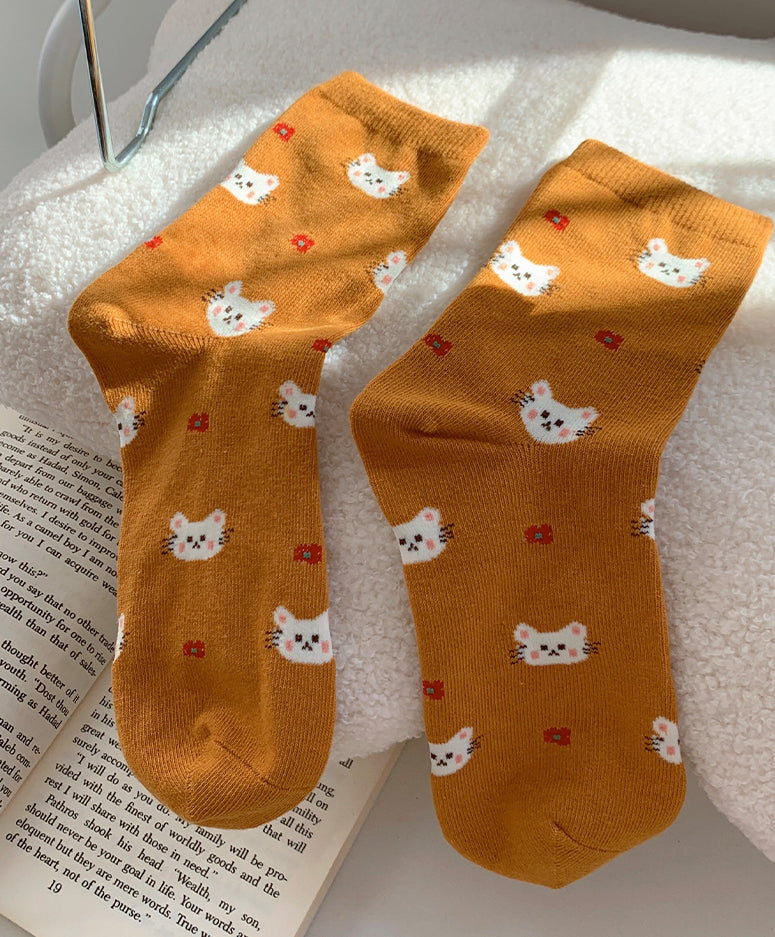 Cat Party Sock Set (Mustard)