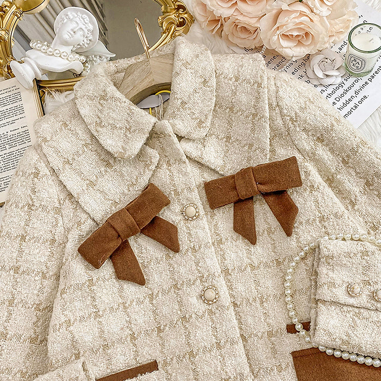 Latte Plaid Tweed Jacket / Skirt (Cream/Brown)
