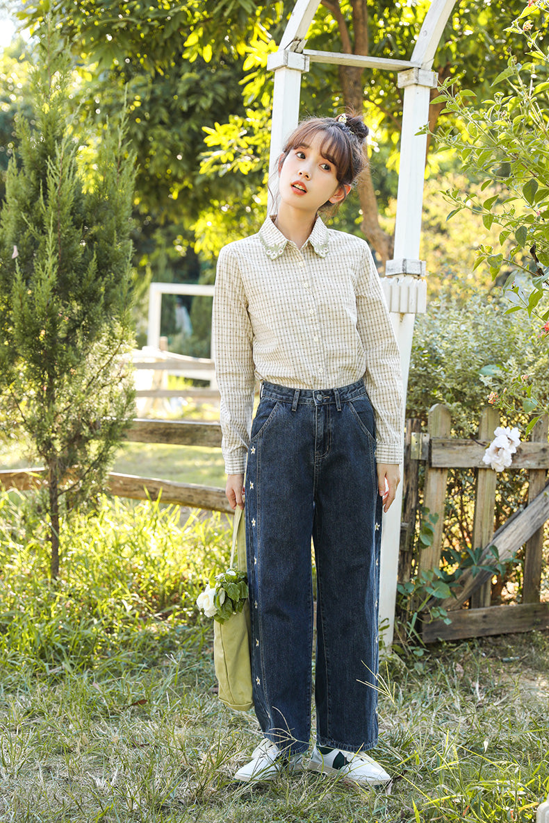 Jasmine Floral Embroidered Jeans (Dark Denim)