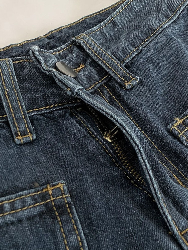 Embroidered Sunflower Pocket Jeans (2 Colors)