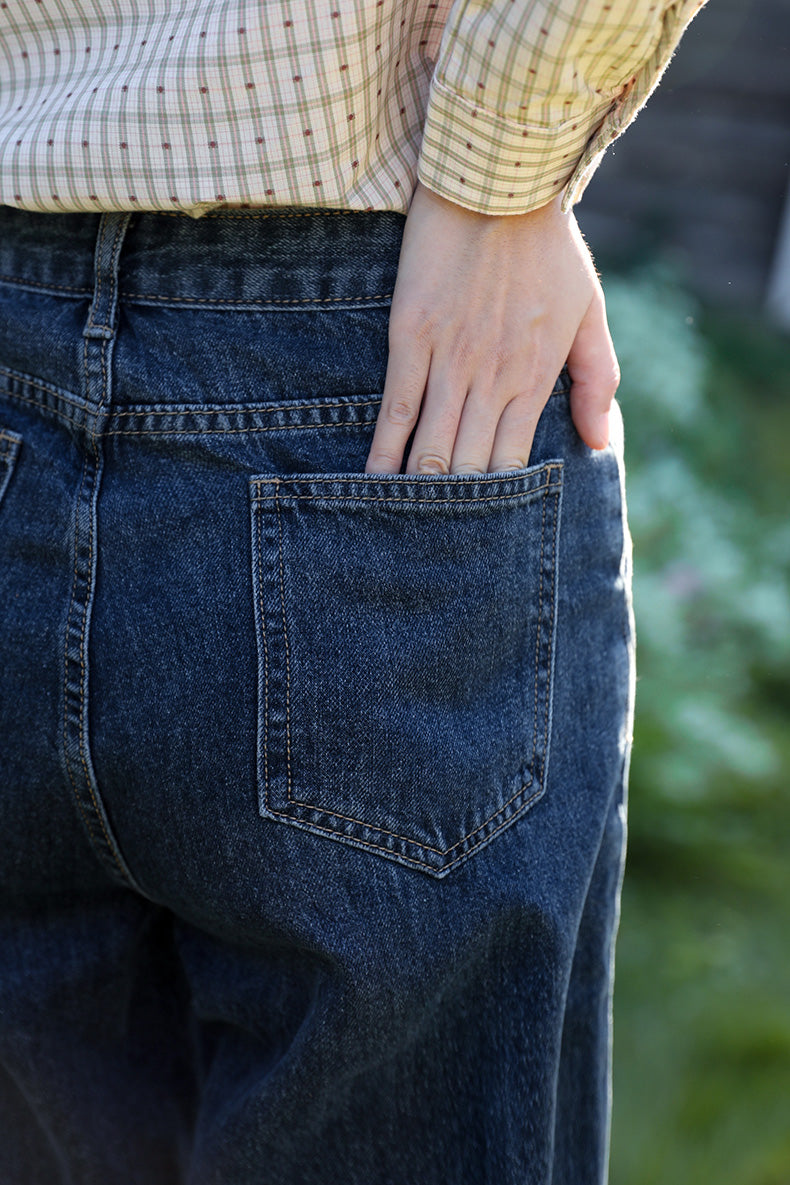 Jasmine Floral Embroidered Jeans (Dark Denim)