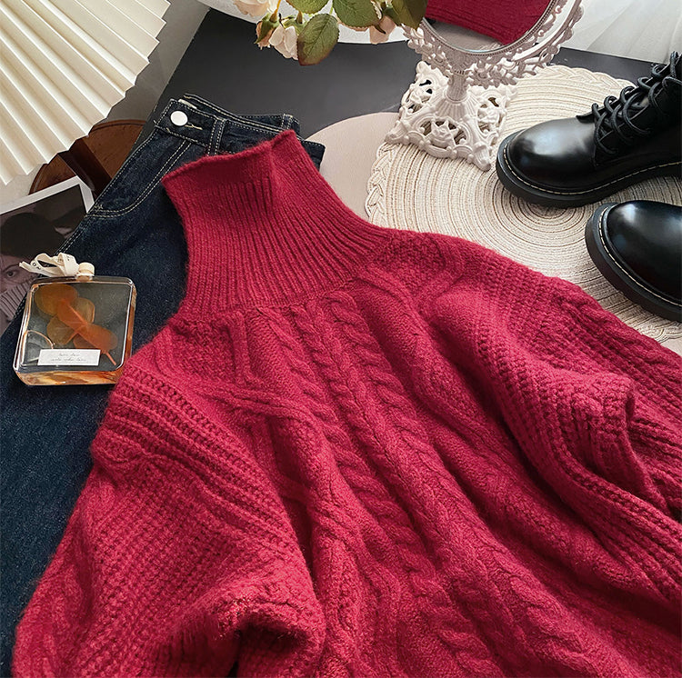 Cable Knit Turtleneck Sweater (5 Colors)