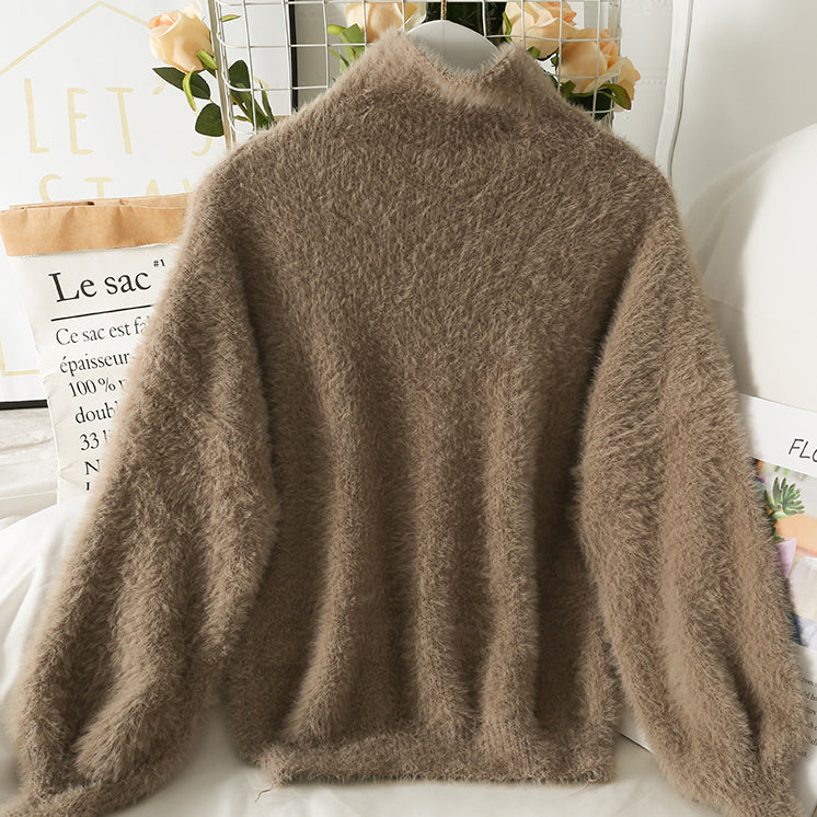 Fuzzy High Neck Sweater (6 Colors)