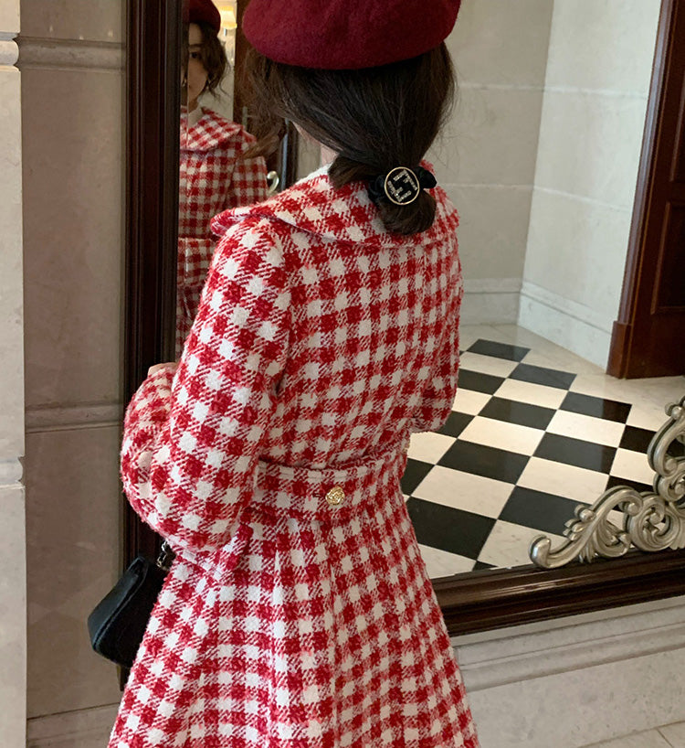 Candy Cane Gingham Dress Coat (Red/White)