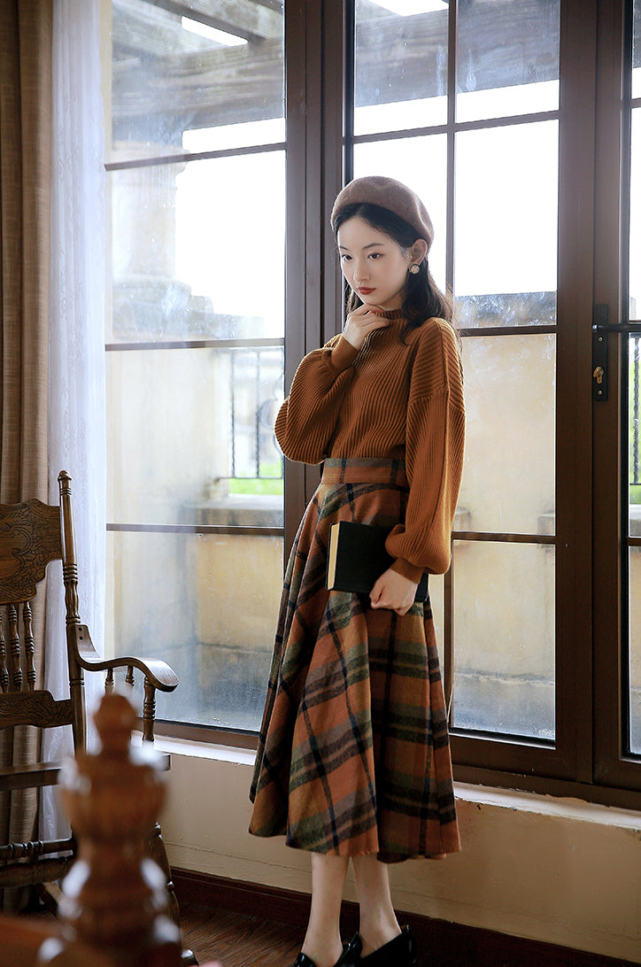 Pumpkin Spice Sweater & Skirt Set (Orange)