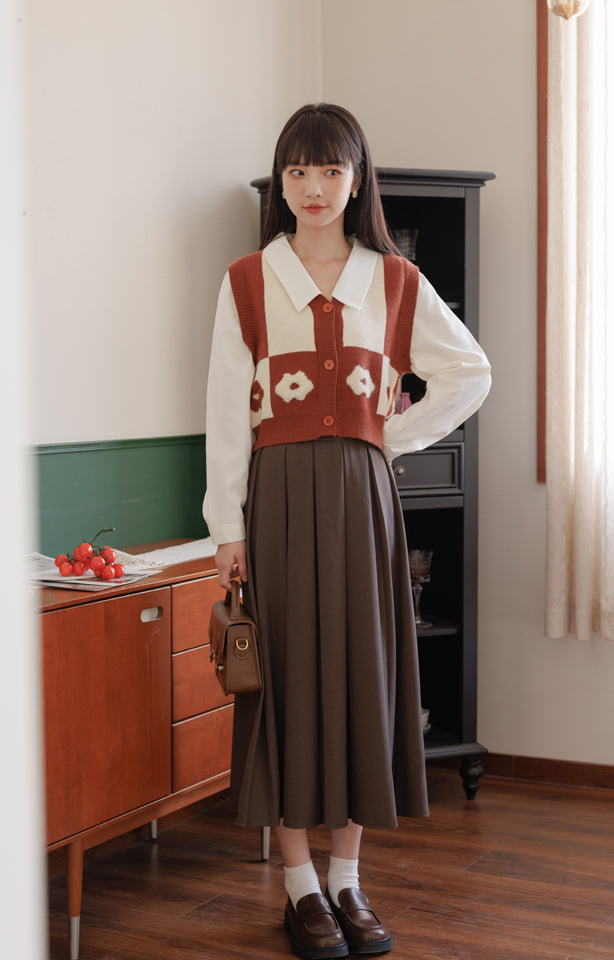 Retro Daisy Colorblock Twofer Vest (6 Colors)