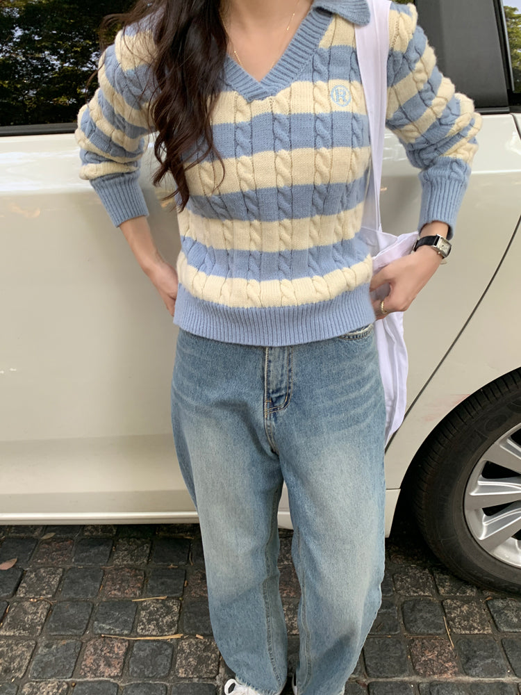 Cable Knit Polo Sweater (6 Colors)