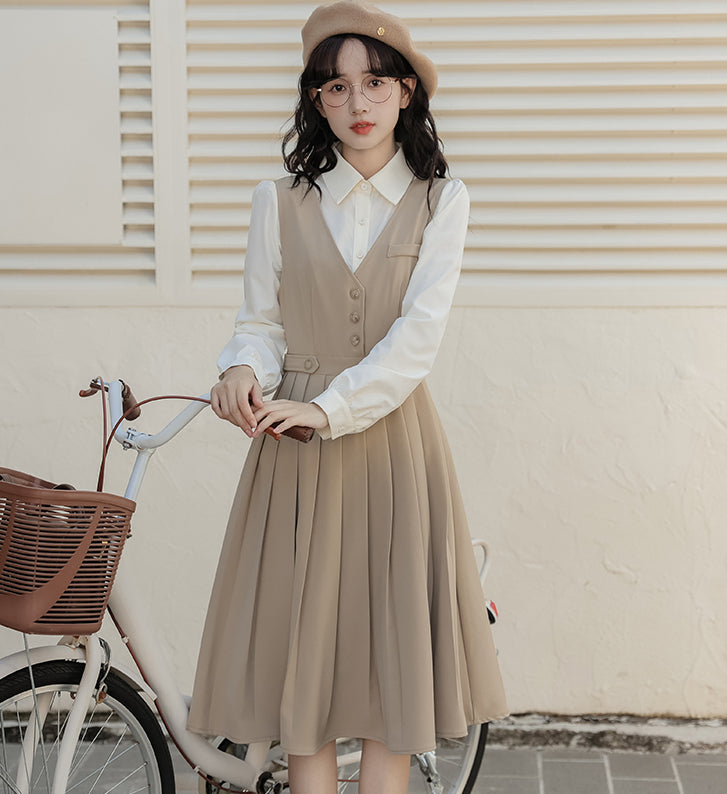 Journalist Midi Pinafore Set (2 Colors)