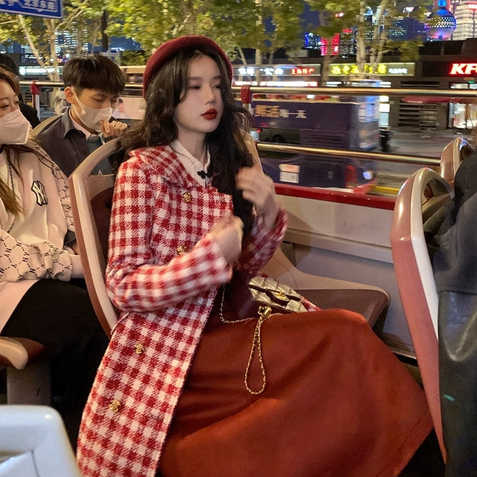 Candy Cane Gingham Dress Coat (Red/White)