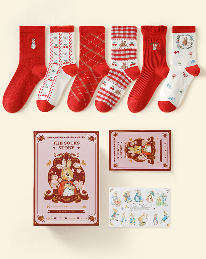 Peter Rabbit Socks Gift Box (Red)