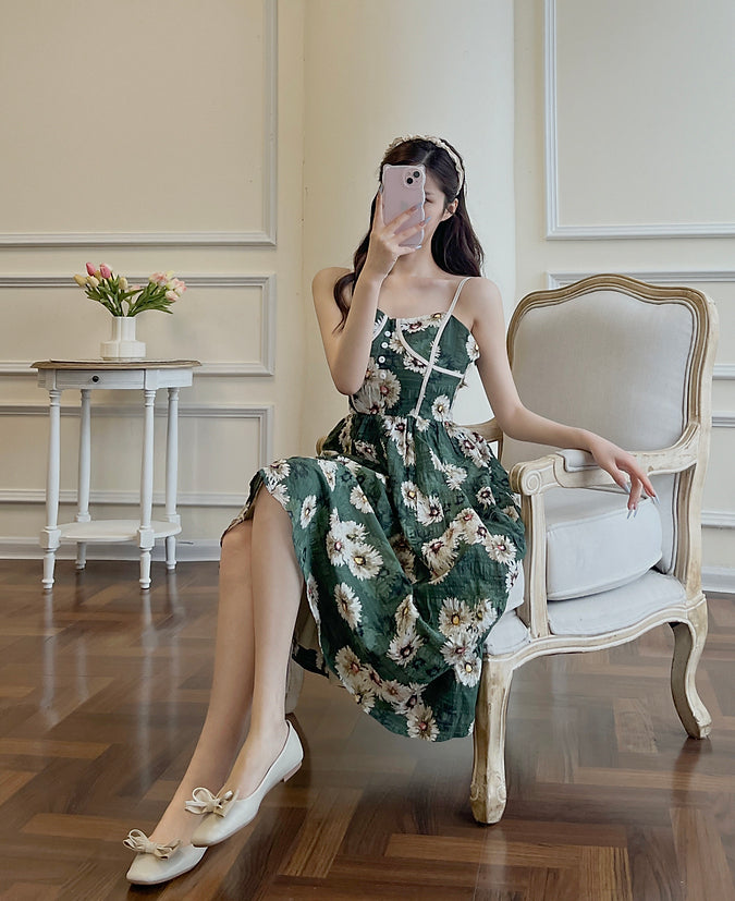 Daisy Cottage Cami Dress (Green)