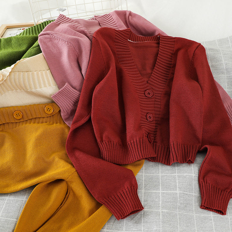 Basic Cropped Cardigan (8 Colors)