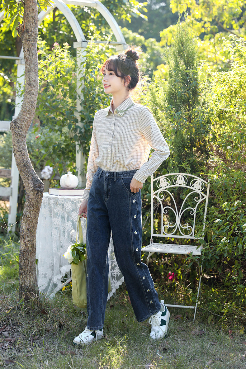 Jasmine Floral Embroidered Jeans (Dark Denim)