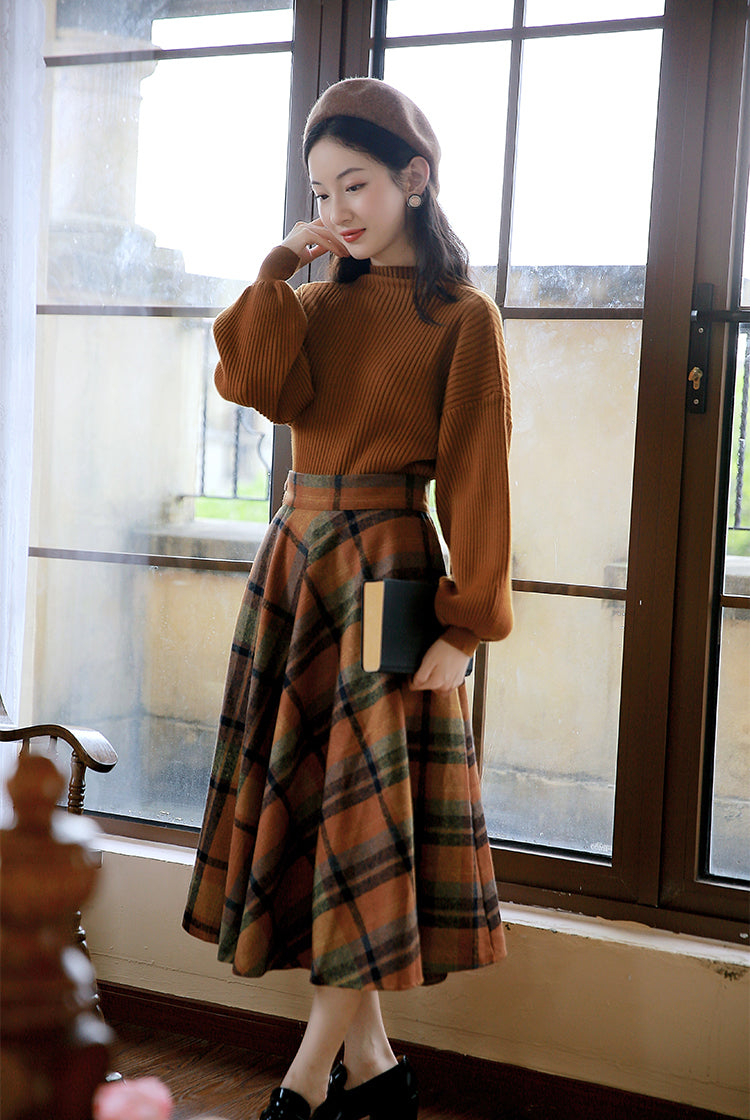 Pumpkin Spice Sweater & Skirt Set (Orange)