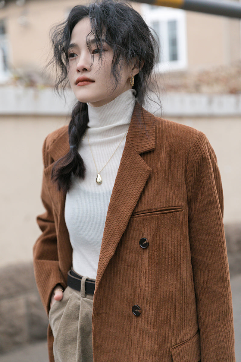 Corduroy Double Breasted Blazer Jacket (7 Colors)