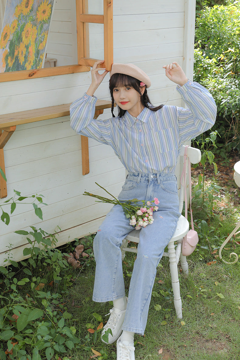 Saturn Embroidered Jeans (Light Denim)