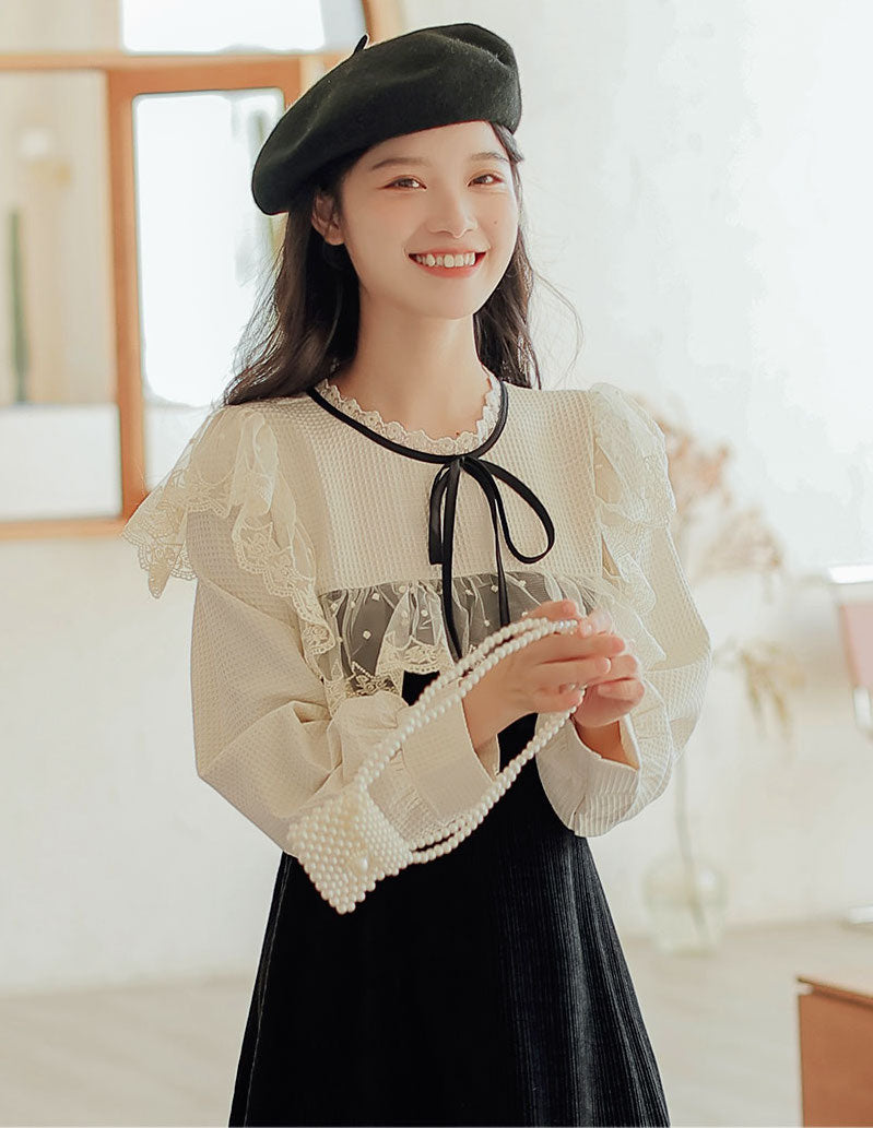 Square Lace High Neck Sweater Dress (2 Colors)