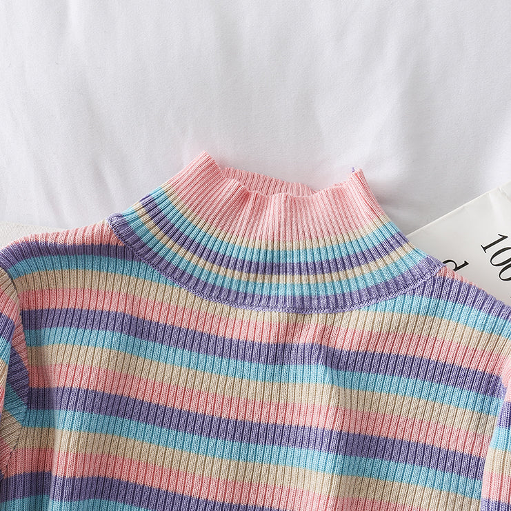 Rainbow Mock Neck Sweater (2 Colors)