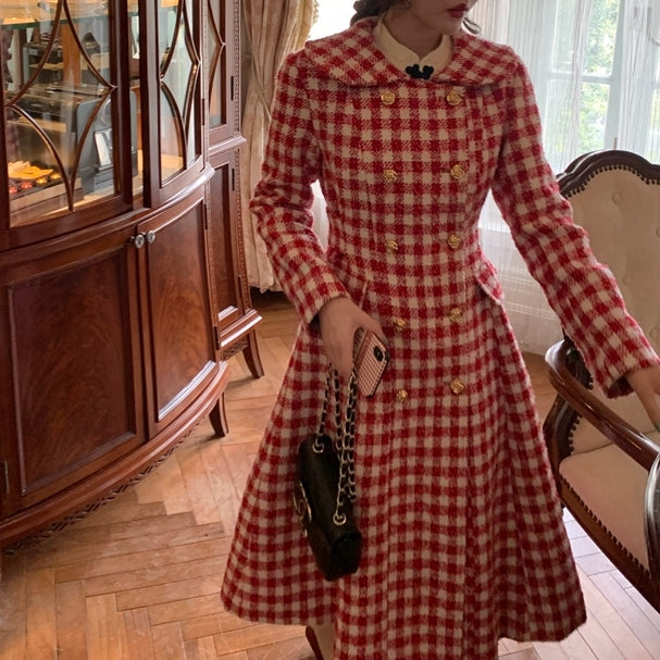 Candy Cane Gingham Dress Coat (Red/White)