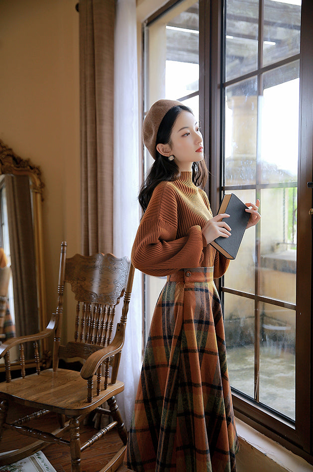 Pumpkin Spice Sweater & Skirt Set (Orange)