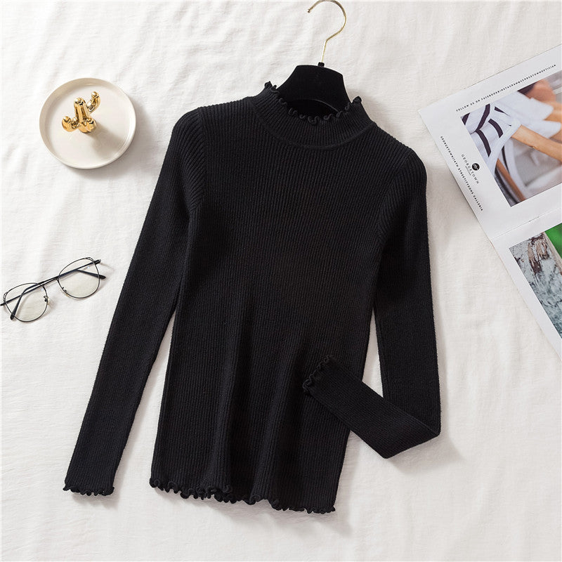 Basic Frilly Mock Neck Sweater (9 Colors)