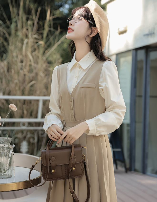 Journalist Midi Pinafore Set (2 Colors)