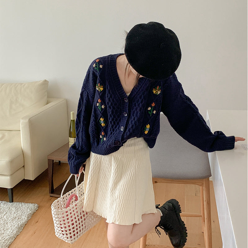 Fall Florals Embroidered Cardigan (3 Colors)