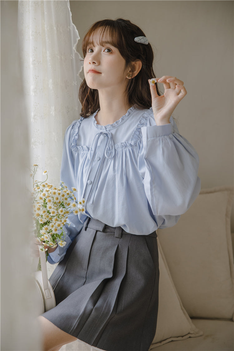 Essential Ruffle Trim Blouse (2 Colors)