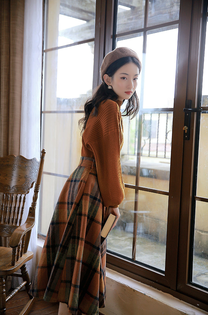 Pumpkin Spice Sweater & Skirt Set (Orange)