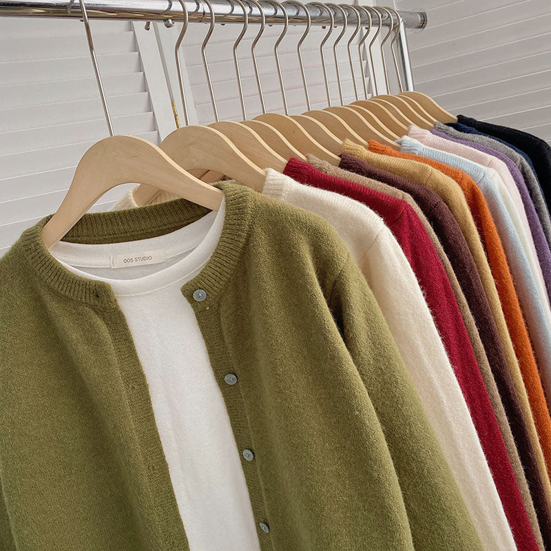 Basic Round Neck Cardigan (14 Colors)