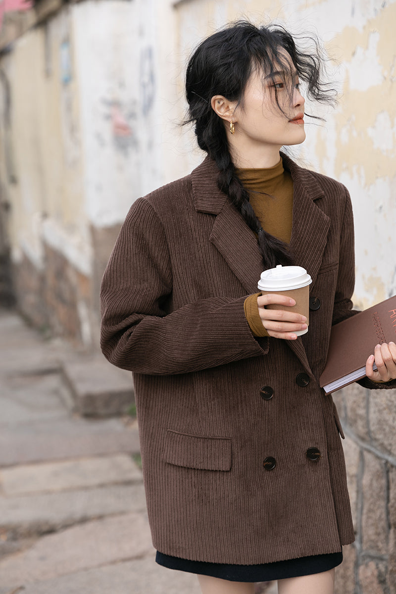 Corduroy Double Breasted Blazer Jacket (7 Colors)