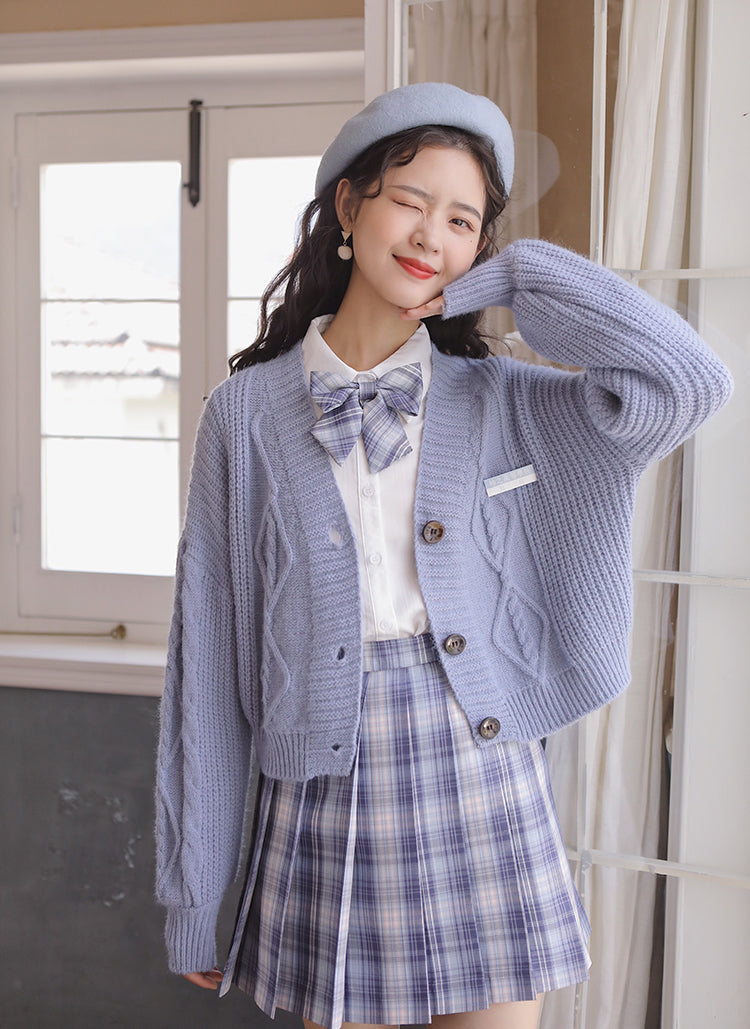 Cropped Cable Knit Cardigan (6 Colors)