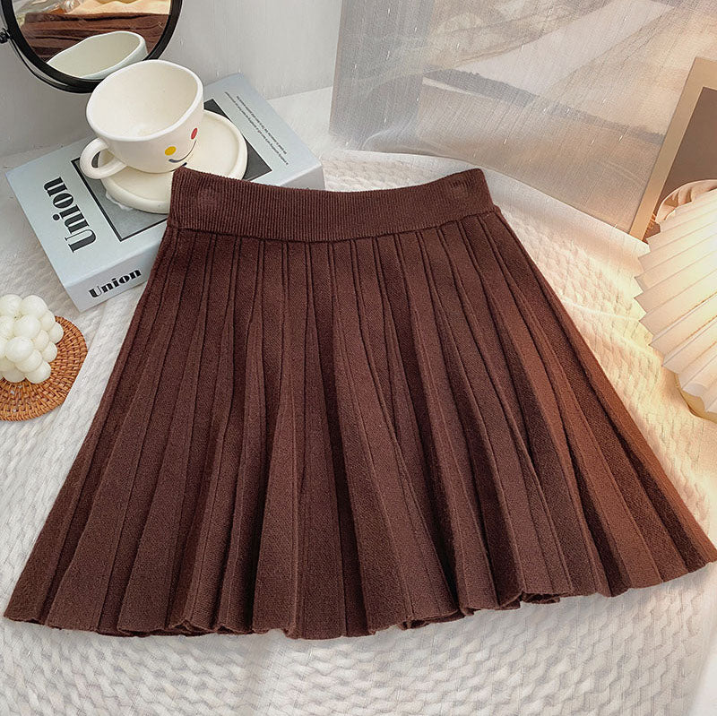 Pleated Knit Mini Skirt (8 Colors)
