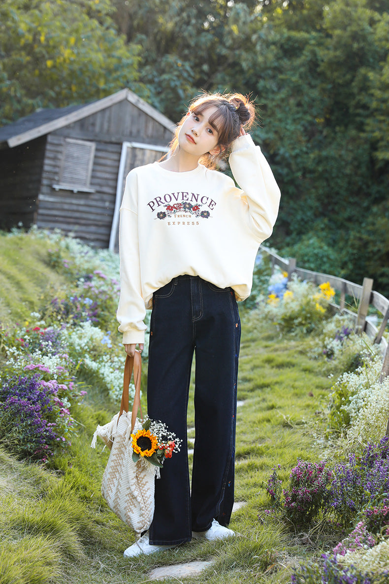 Provence Floral Sweatshirt (Cream)