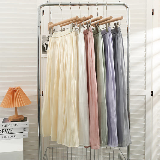 Satin Shine Midi Skirt (7 Colors)