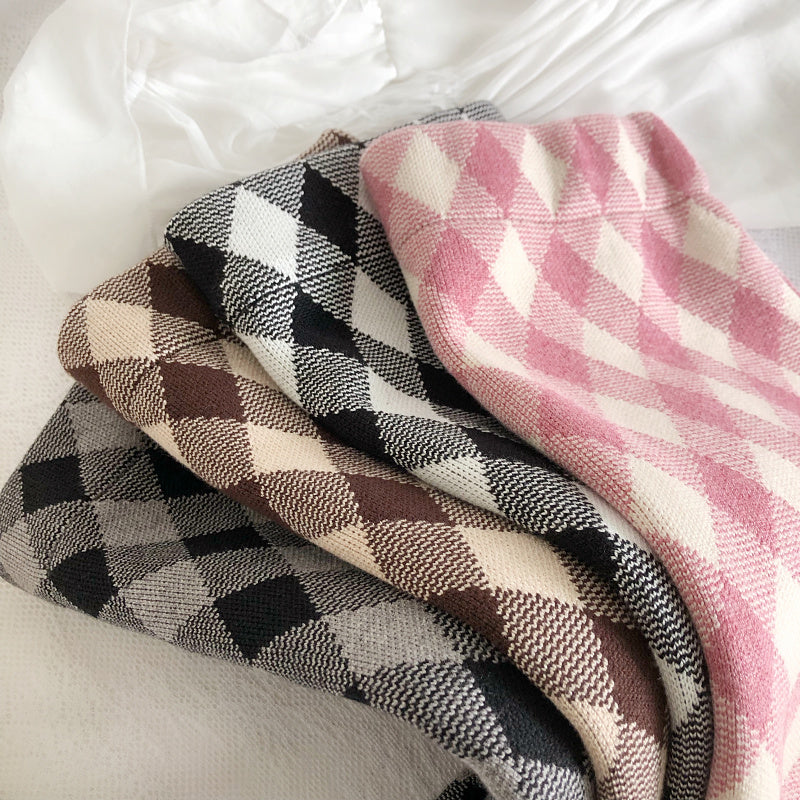 Gingham Diamond Knit Skirt (6 Colors)