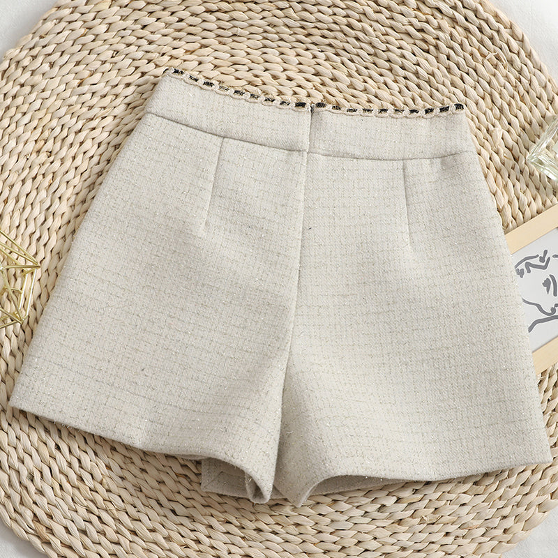 Preppy Tweed Asymmetrical Shorts (2 Colors)