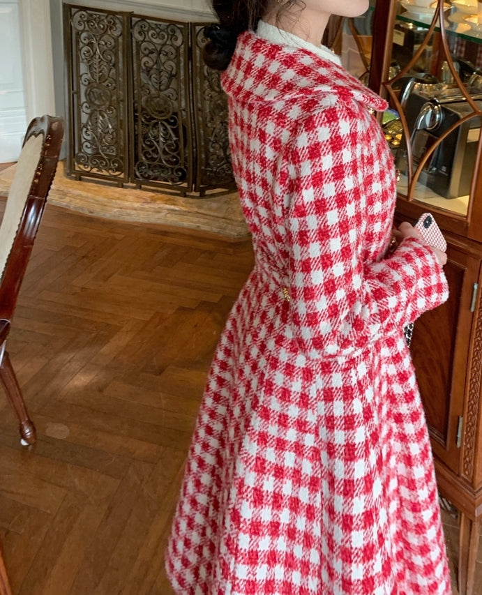 Candy Cane Gingham Dress Coat (Red/White)