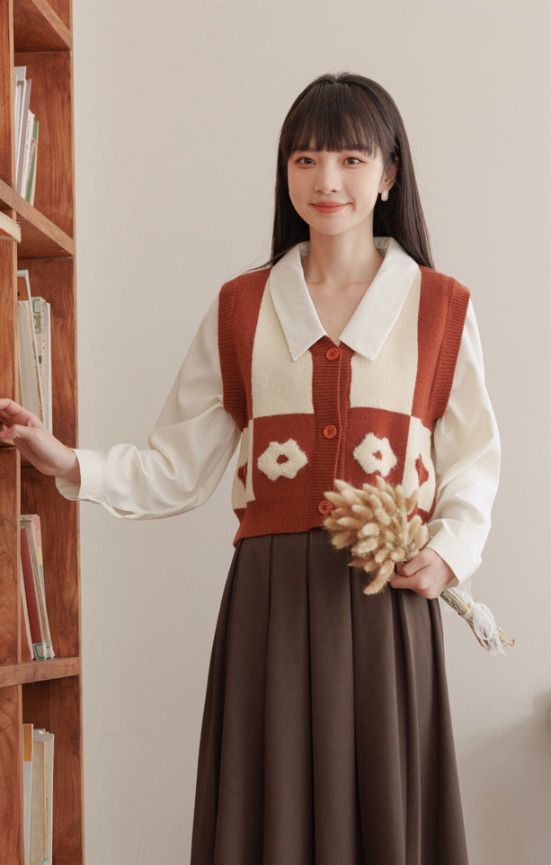 Retro Daisy Colorblock Twofer Vest (6 Colors)