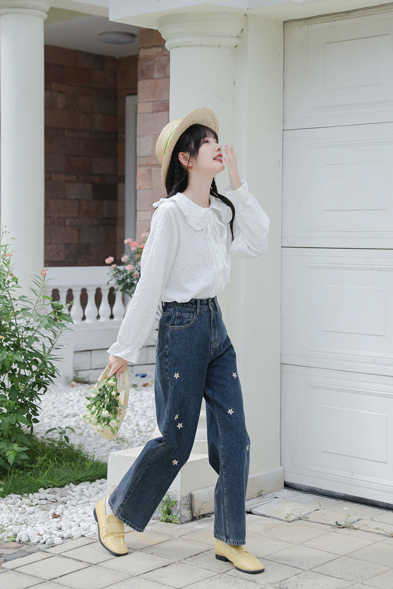 Raining Daisies Embroidered Jeans (Dark Denim)