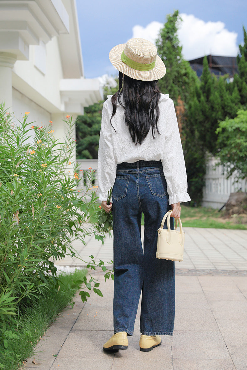 Raining Daisies Embroidered Jeans (Dark Denim)