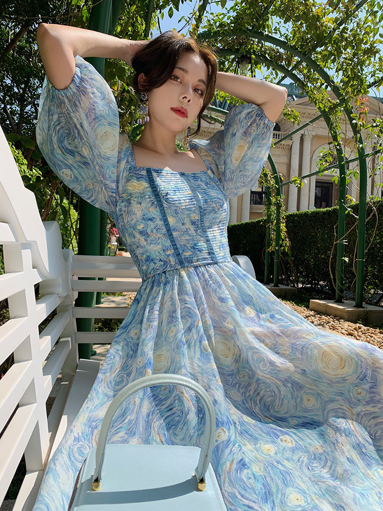 Starry Nights Midi Dress (Blue)