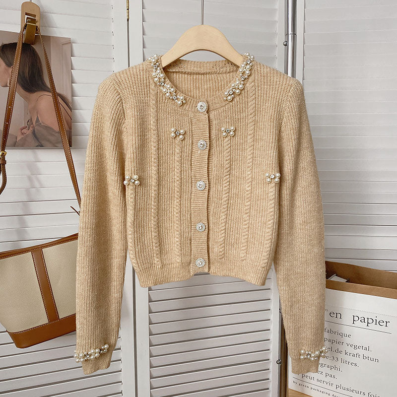Cropped Pearl Cardigan
