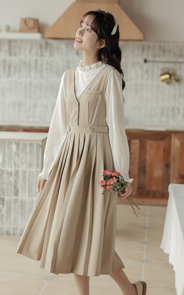 Journalist Midi Pinafore Set (2 Colors)