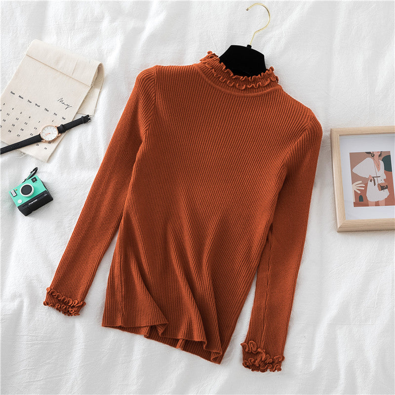 Basic Frilly Mock Neck Sweater (17 Colors)