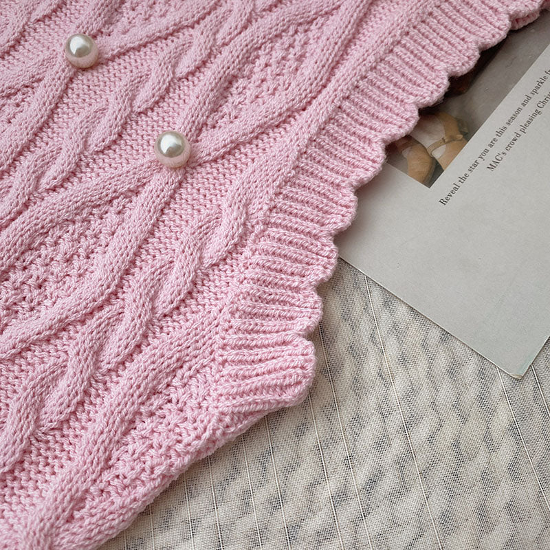 Cable Knit Pearl Vest (3 Colors)