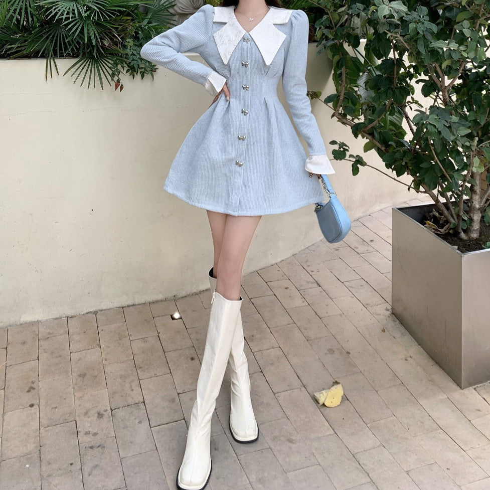 Sweet Bow Peter Pan Knit Dress (4 Colors)