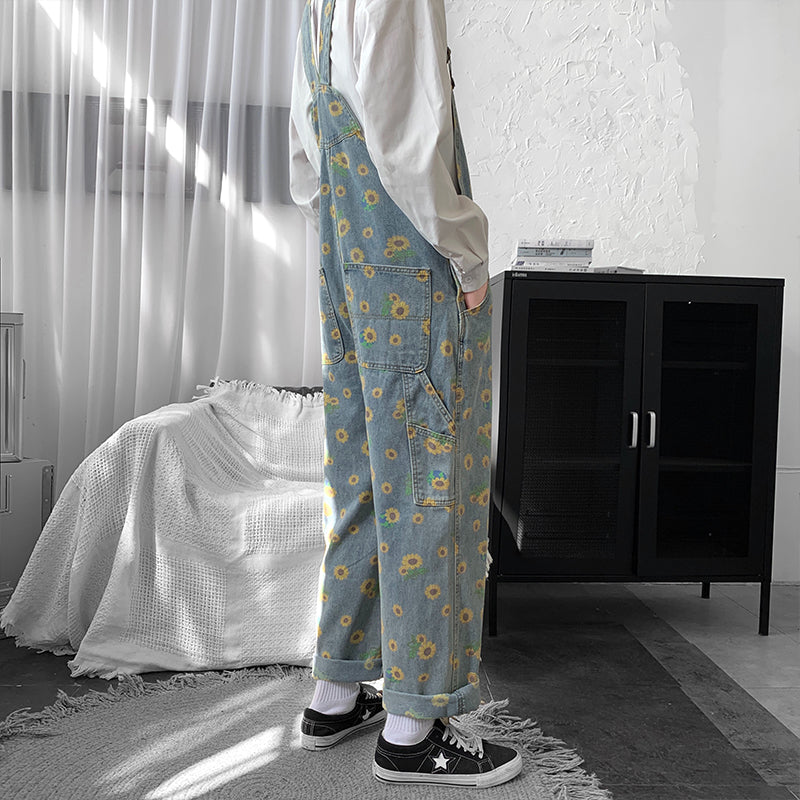 Sunflower Denim Overalls (Light Blue)