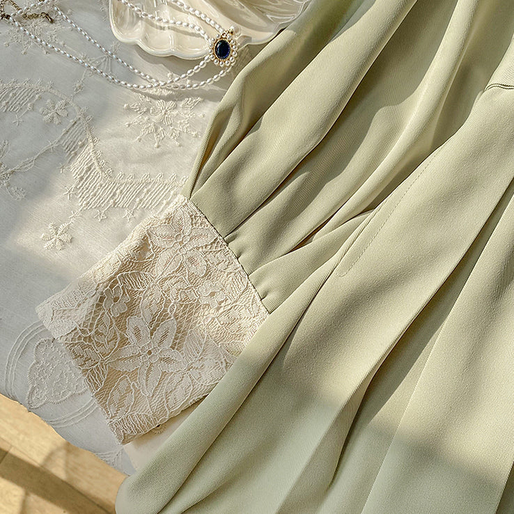 Matcha Peter Pan Pleated Dress (Green)